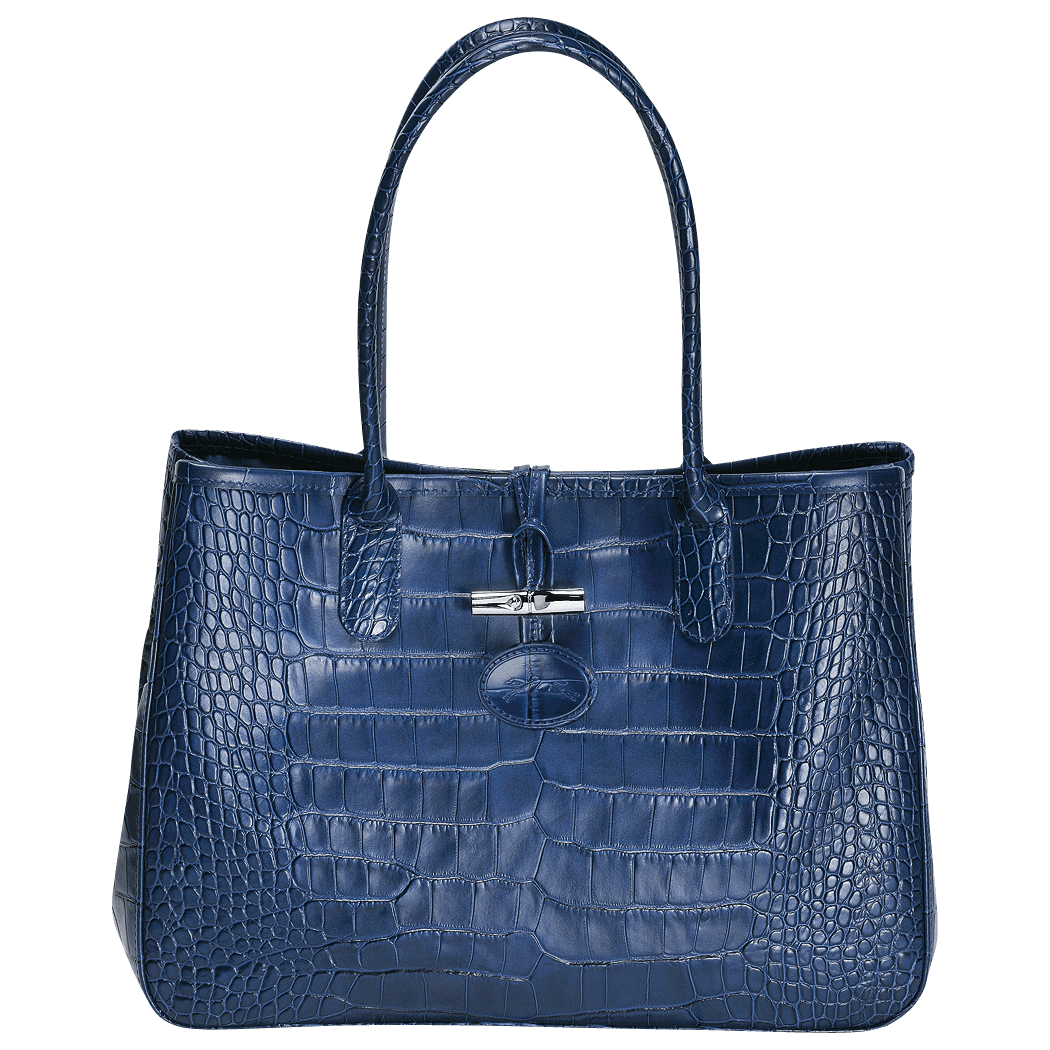 Sac Longchamp Roseau Croco Bleu