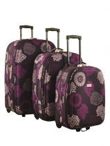 Lot De 3 Valises 2 Roues Souple Travel Violet flower 13-LOT
